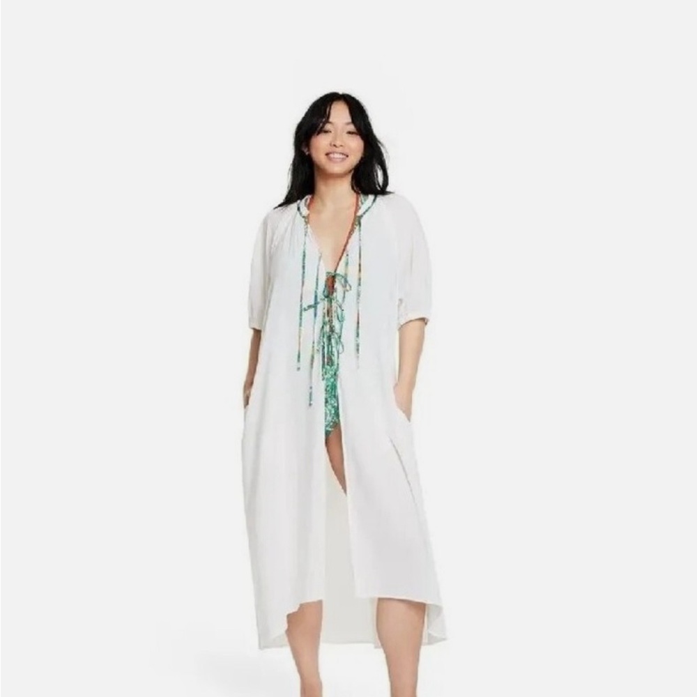 RHODE White and Green Swim Cover-Up